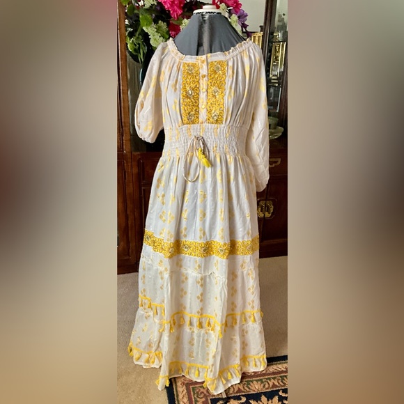 Me 2 Magic Dresses & Skirts - White and Yellow Embroidered Summer Dress